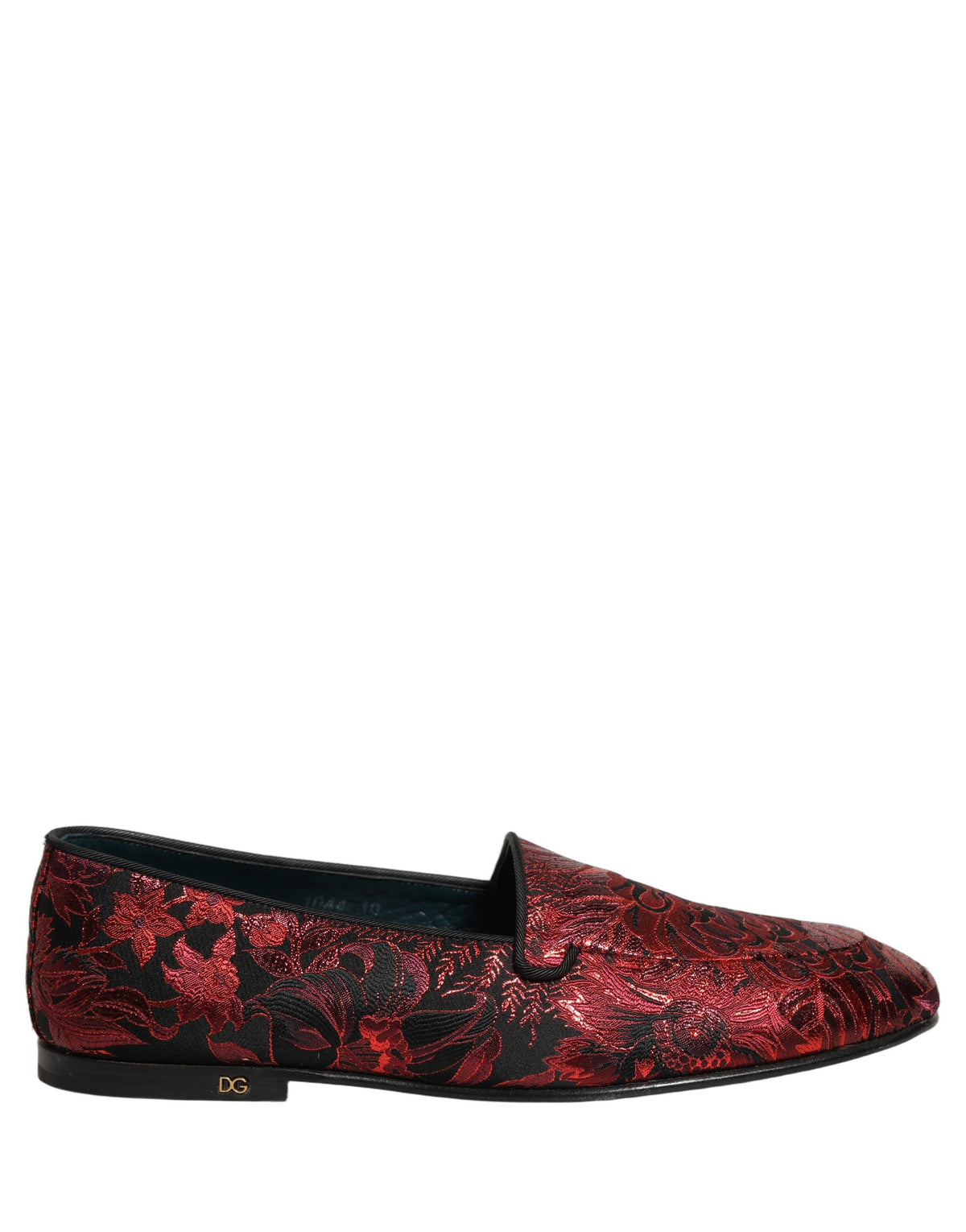 Dolce & Gabbana Red Floral Jacquard Slip On Loafers Shoes rot