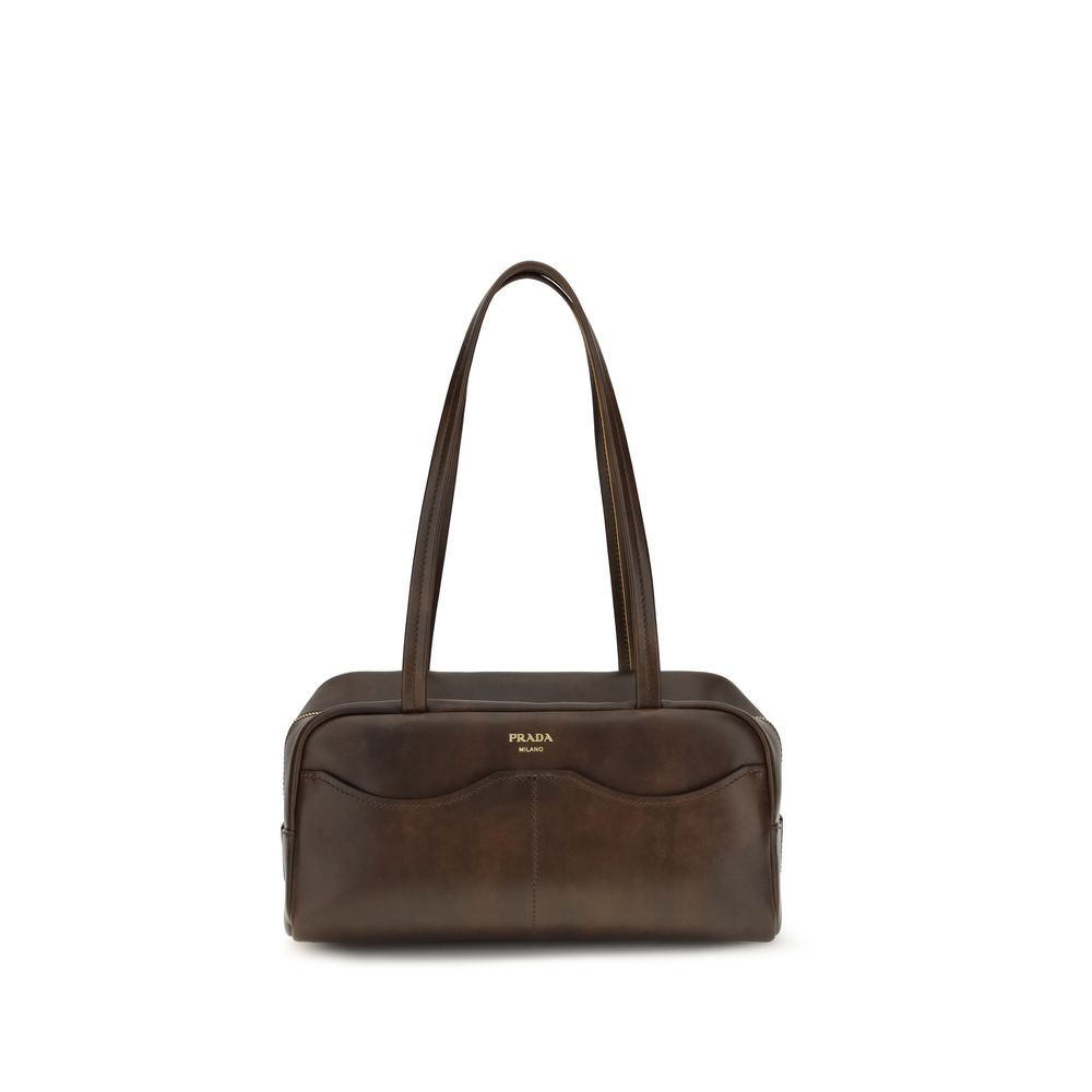Prada Brown Calf Leather Bos Taurus Shoulder Bag Curated Luxury Accessories by Orvyn