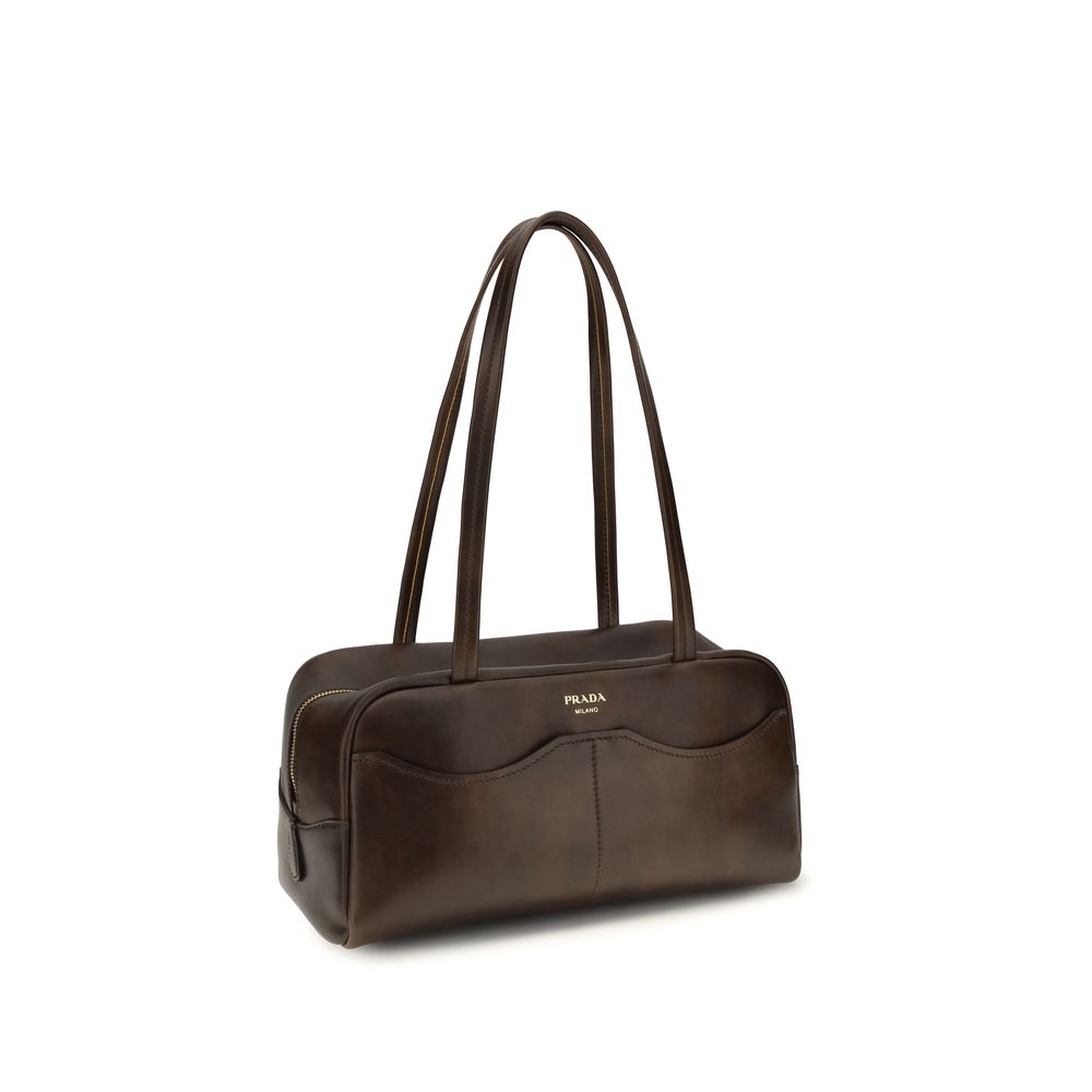 Prada Brown Calf Leather Bos Taurus Shoulder Bag Curated Luxury Accessories by Orvyn