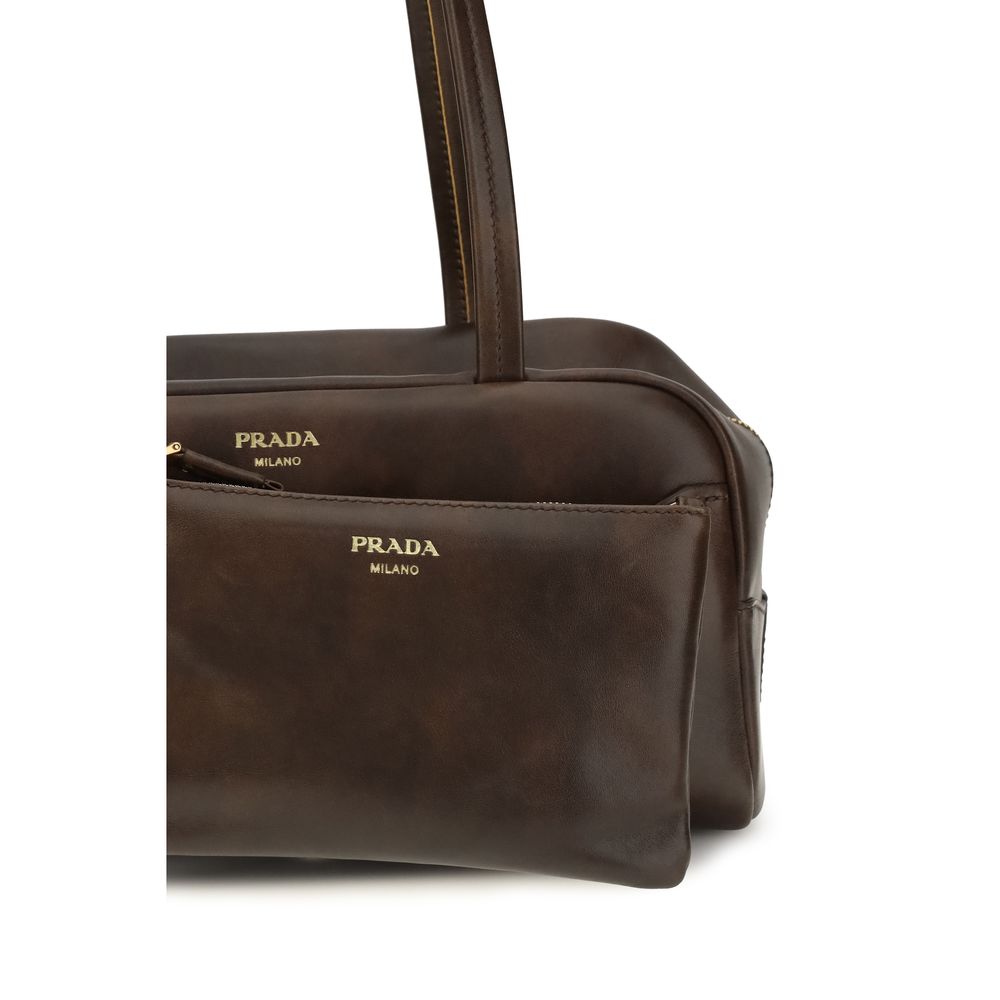 Prada Brown Calf Leather Bos Taurus Shoulder Bag Curated Luxury Accessories by Orvyn