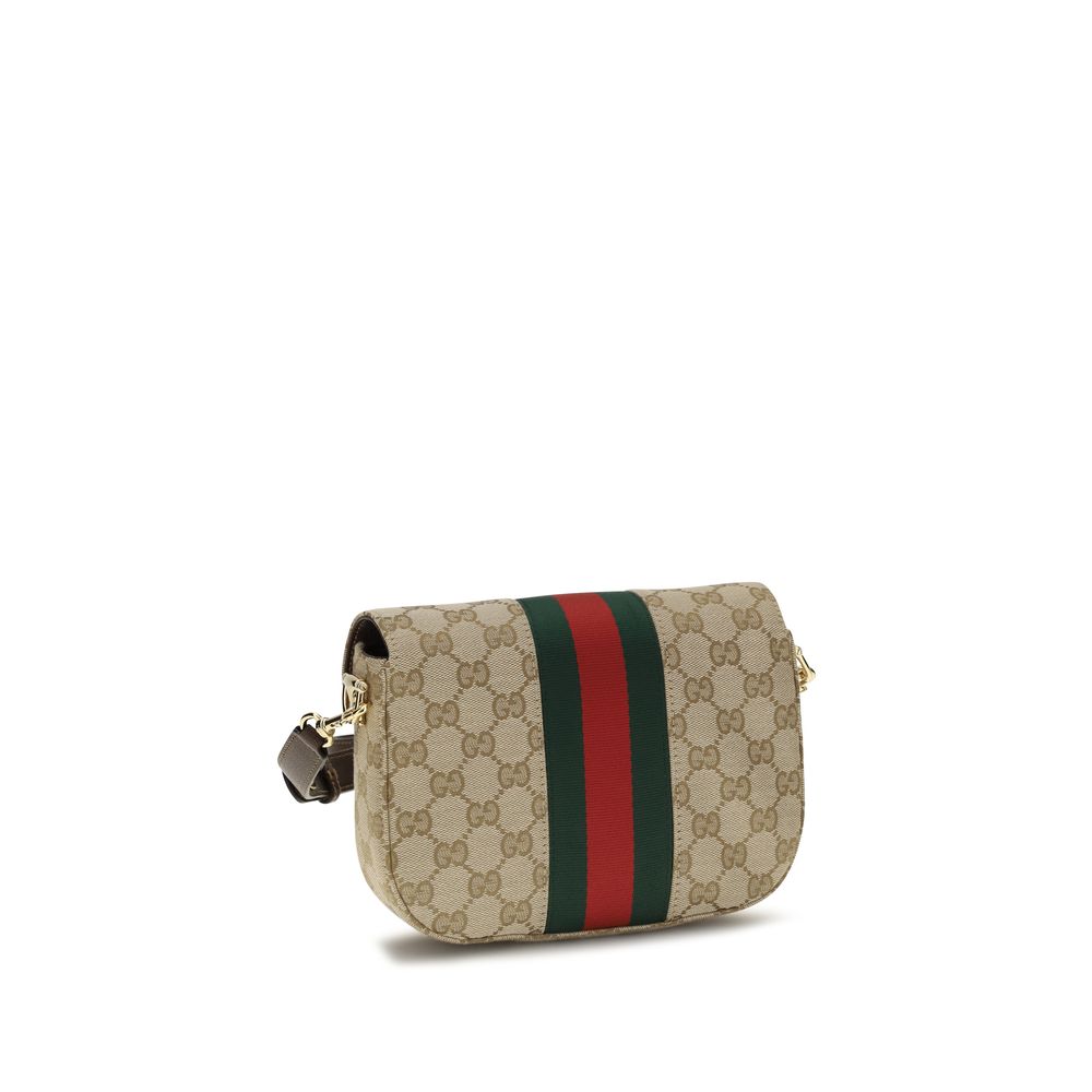Gucci Beige Small Horsebit 1955 Shoulder Bag in GG Fabric