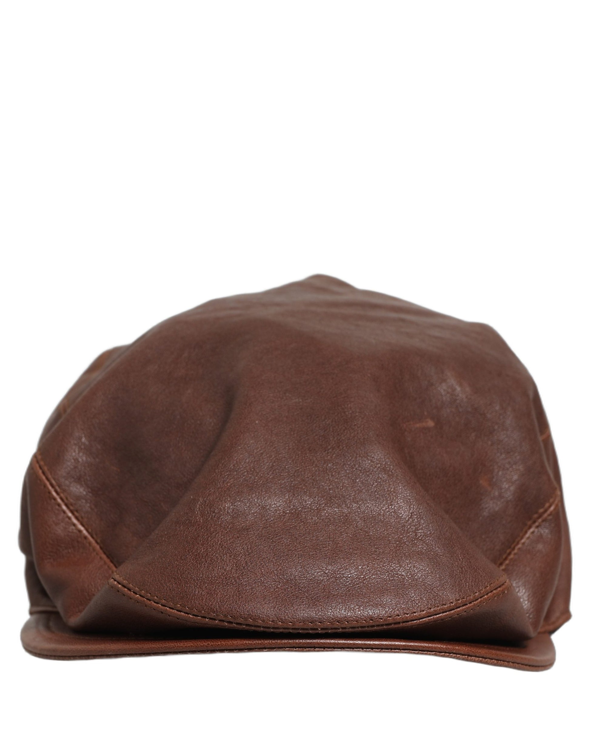Dolce & Gabbana Men Brown Lamb Leather Newsboy Cloth Capello Hat Curated Luxury Accessories by Orvyn