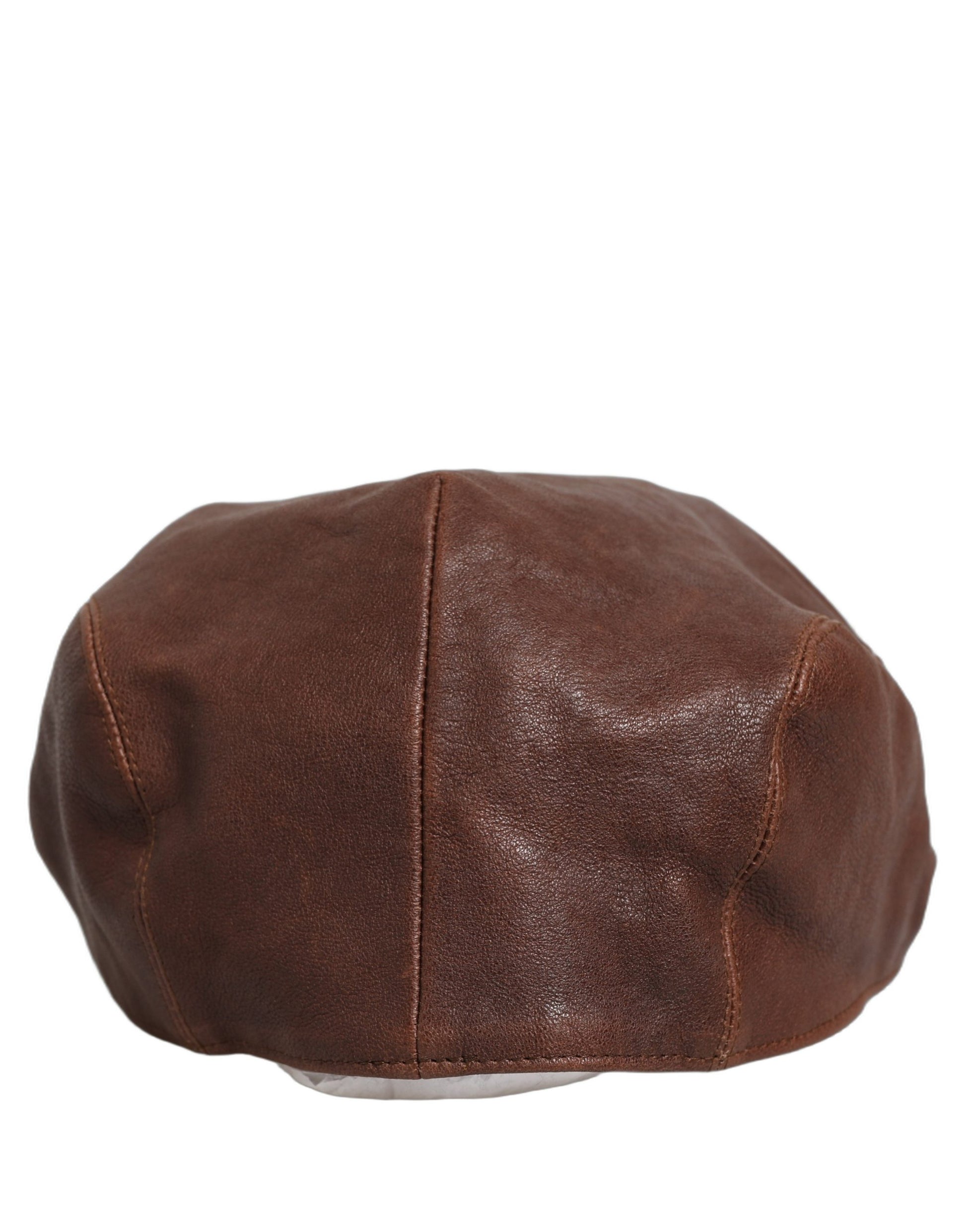 Dolce & Gabbana Men Brown Lamb Leather Newsboy Cloth Capello Hat Curated Luxury Accessories by Orvyn