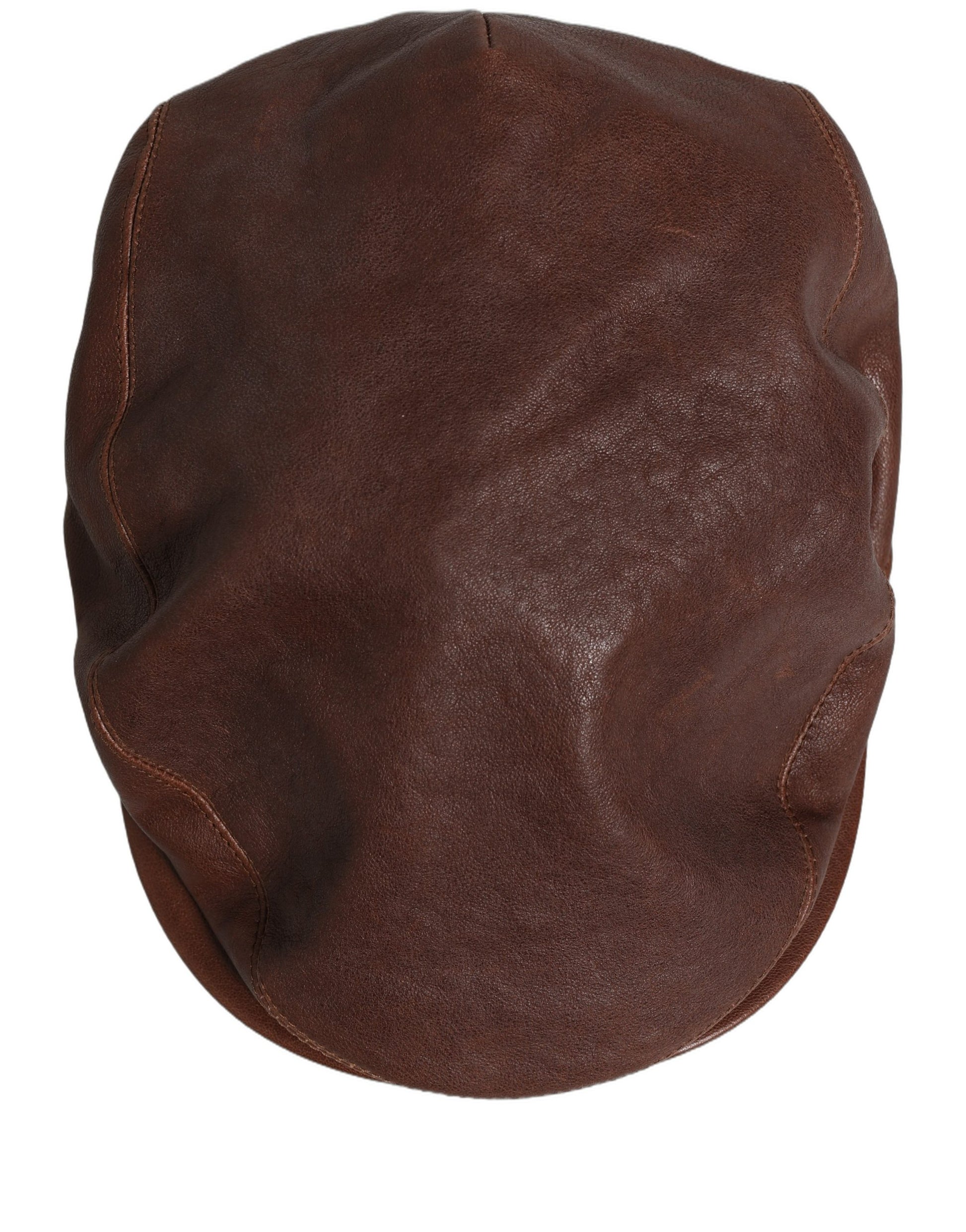 Dolce & Gabbana Men Brown Lamb Leather Newsboy Cloth Capello Hat Curated Luxury Accessories by Orvyn