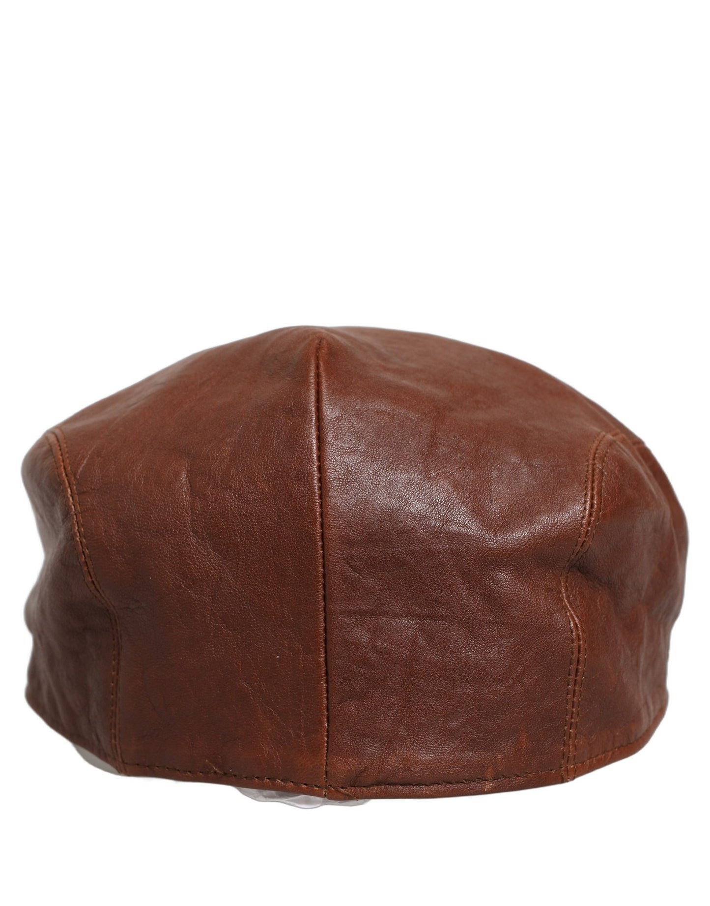 Dolce & Gabbana Men Brown Lamb Leather Newsboy Cloth Capello Hat Curated Luxury Accessories by Orvyn