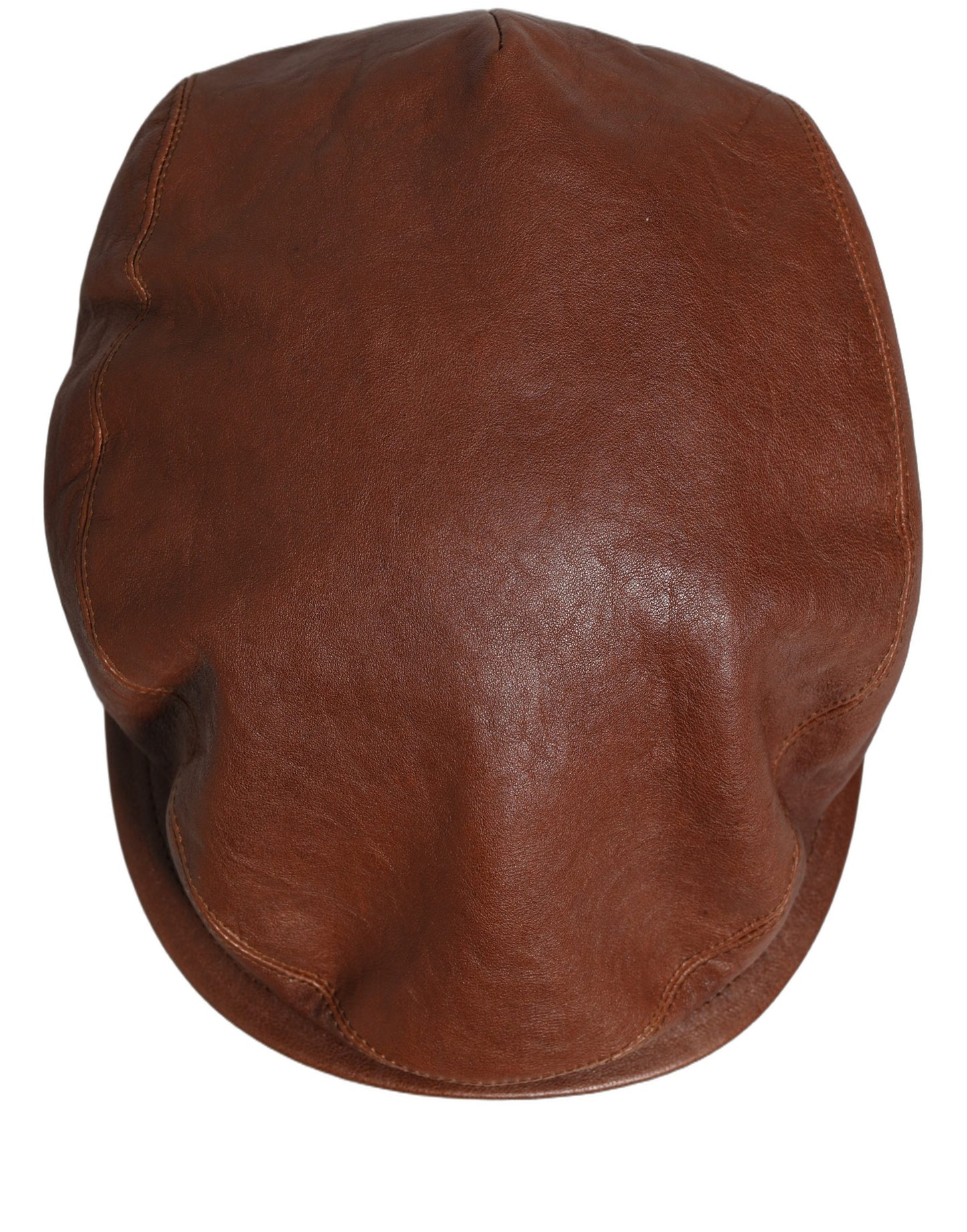 Dolce & Gabbana Men Brown Lamb Leather Newsboy Cloth Capello Hat Curated Luxury Accessories by Orvyn