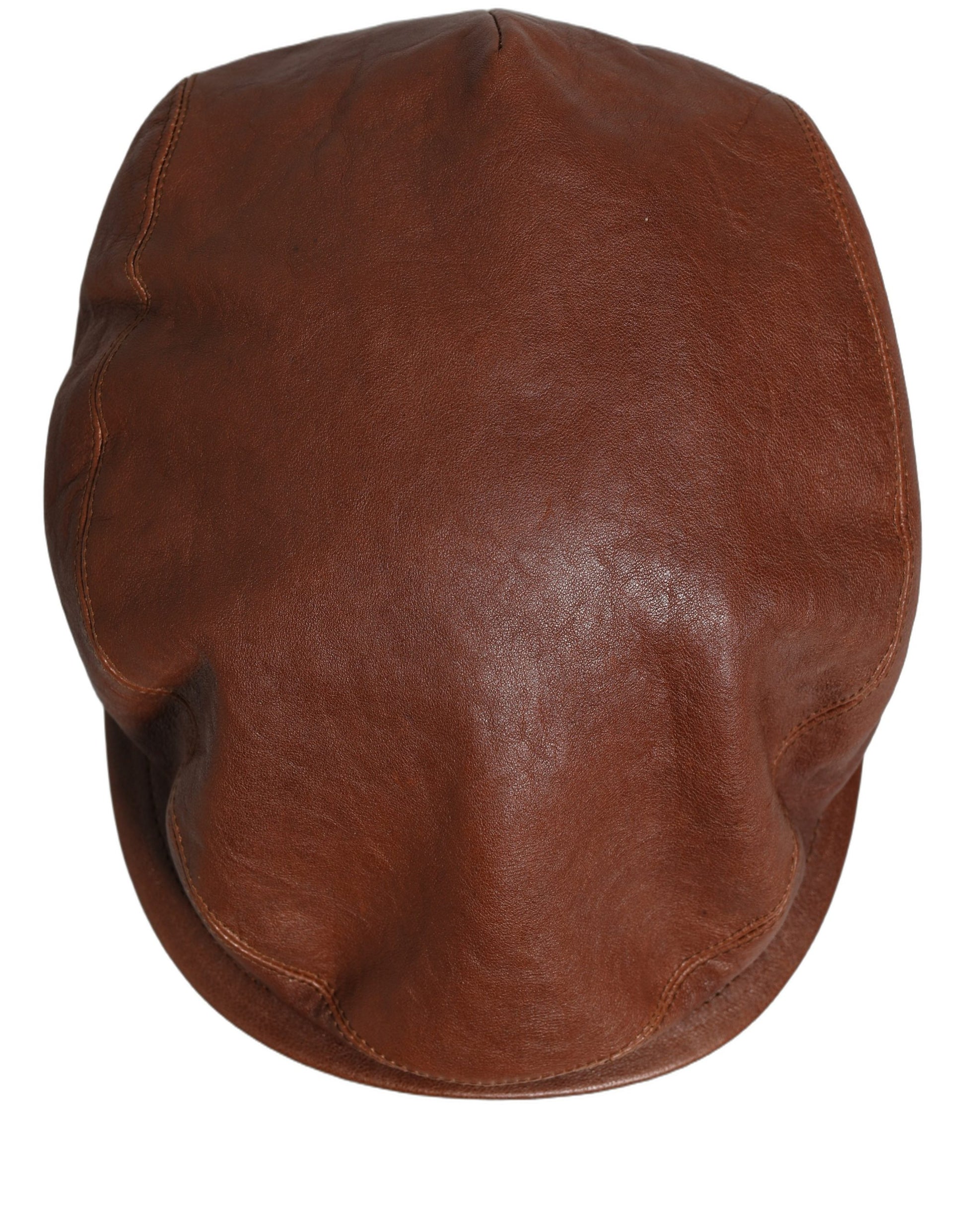 Dolce & Gabbana Men Brown Lamb Leather Newsboy Cloth Capello Hat Curated Luxury Accessories by Orvyn