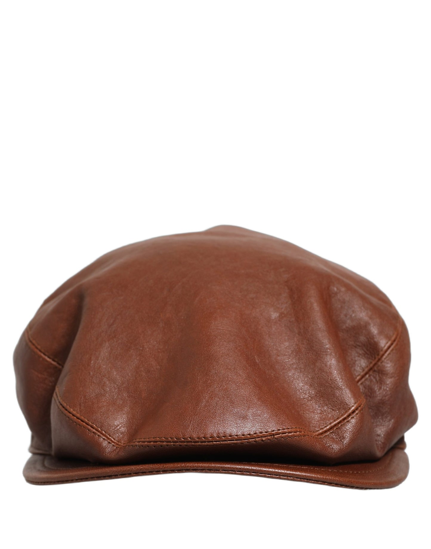 Dolce & Gabbana Men Brown Lamb Leather Newsboy Cloth Capello Hat Curated Luxury Accessories by Orvyn