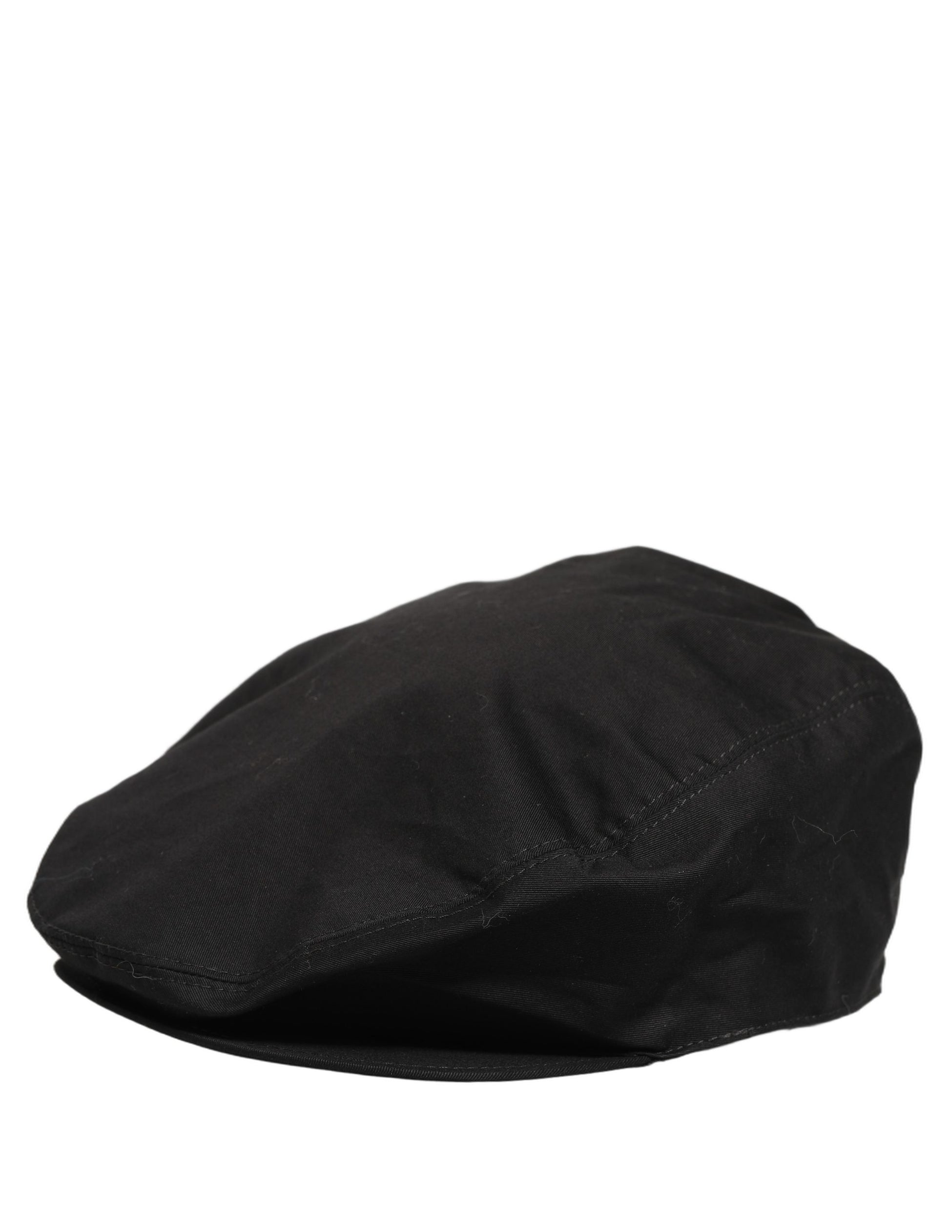Dolce & Gabbana Men Black Cotton Stretch Newsboy Cloth Capello Hat Curated Luxury Accessories by Orvyn