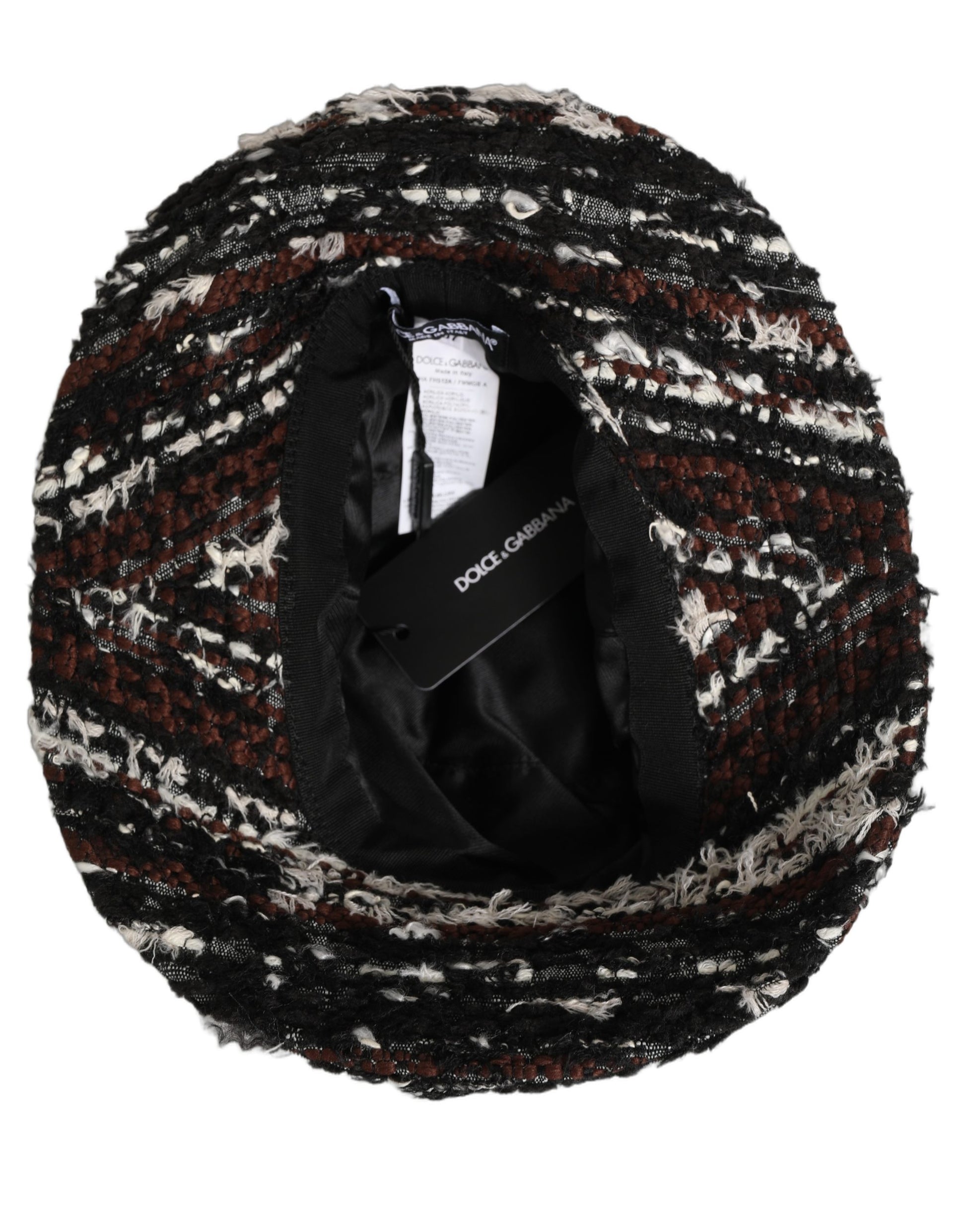 Dolce & Gabbana Women Multicolor Acrylic Tweed Bucket Capello Hat Curated Luxury Accessories by Orvyn