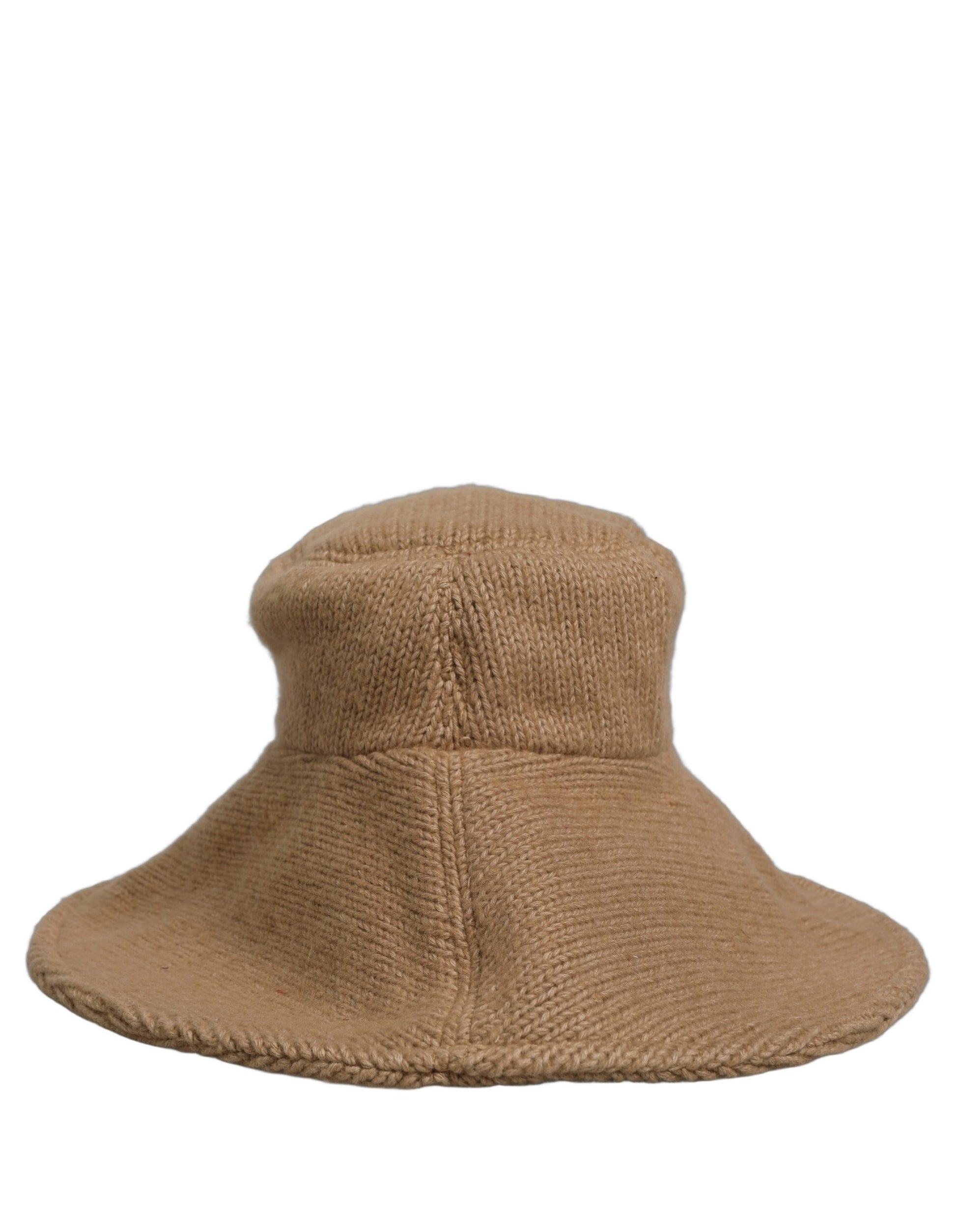 Dolce & Gabbana Women Brown Cotton Knit WideBrim Bucket Capello Hat Curated Luxury Accessories by Orvyn