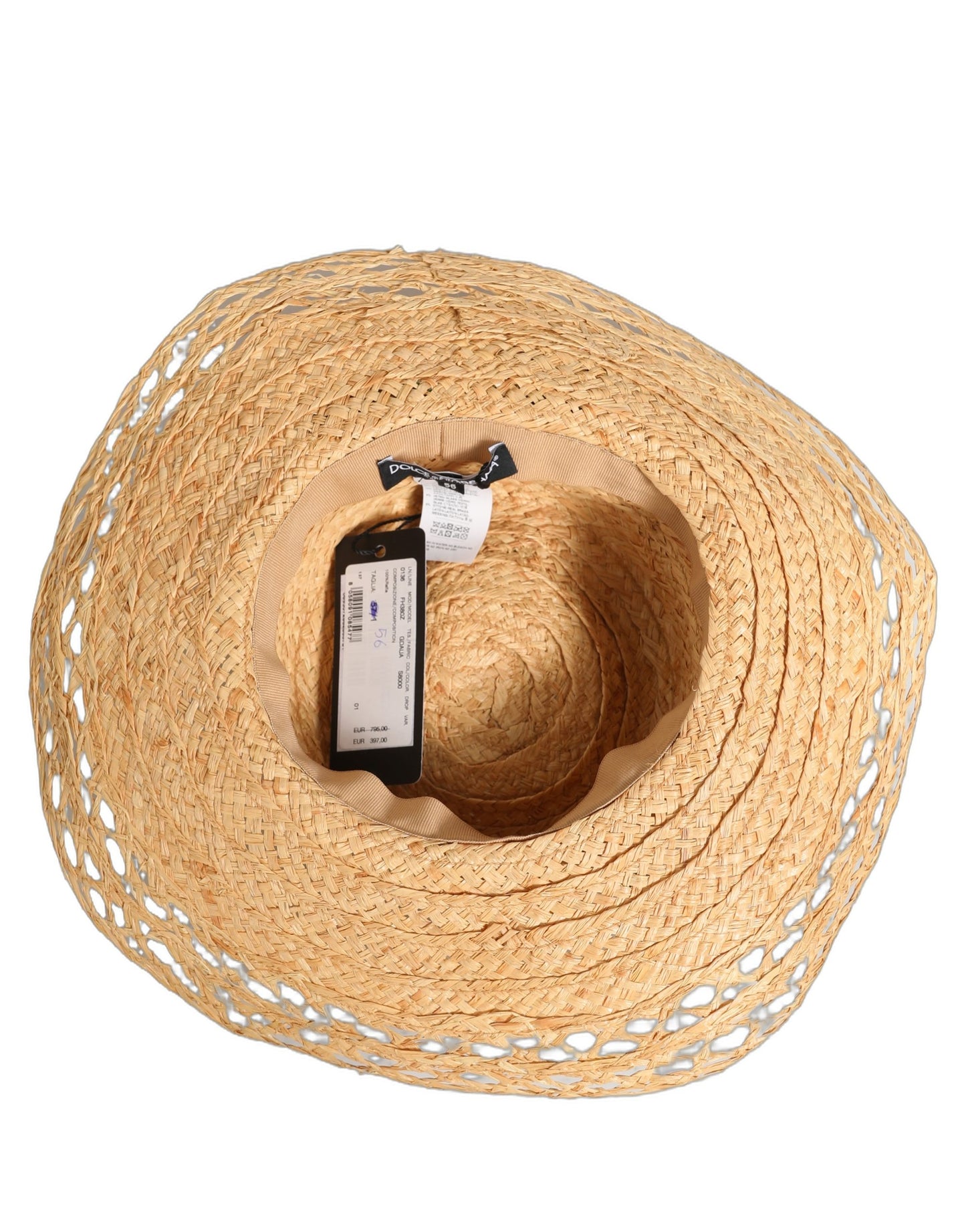 Dolce & Gabbana Women Beige Wide Brim Floral Bucket Capello Hat Curated Luxury Accessories by Orvyn