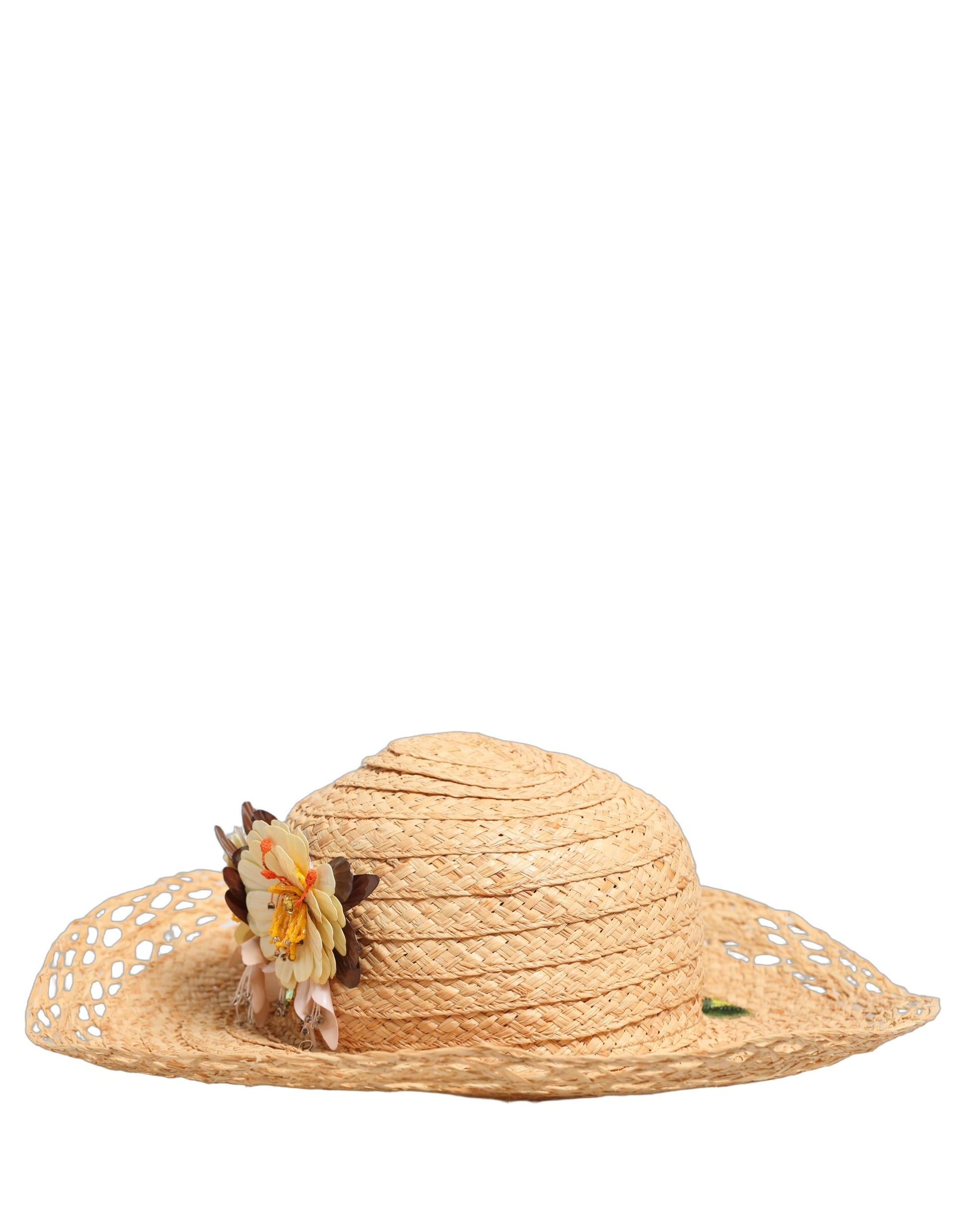 Dolce & Gabbana Women Beige Wide Brim Floral Bucket Capello Hat Curated Luxury Accessories by Orvyn