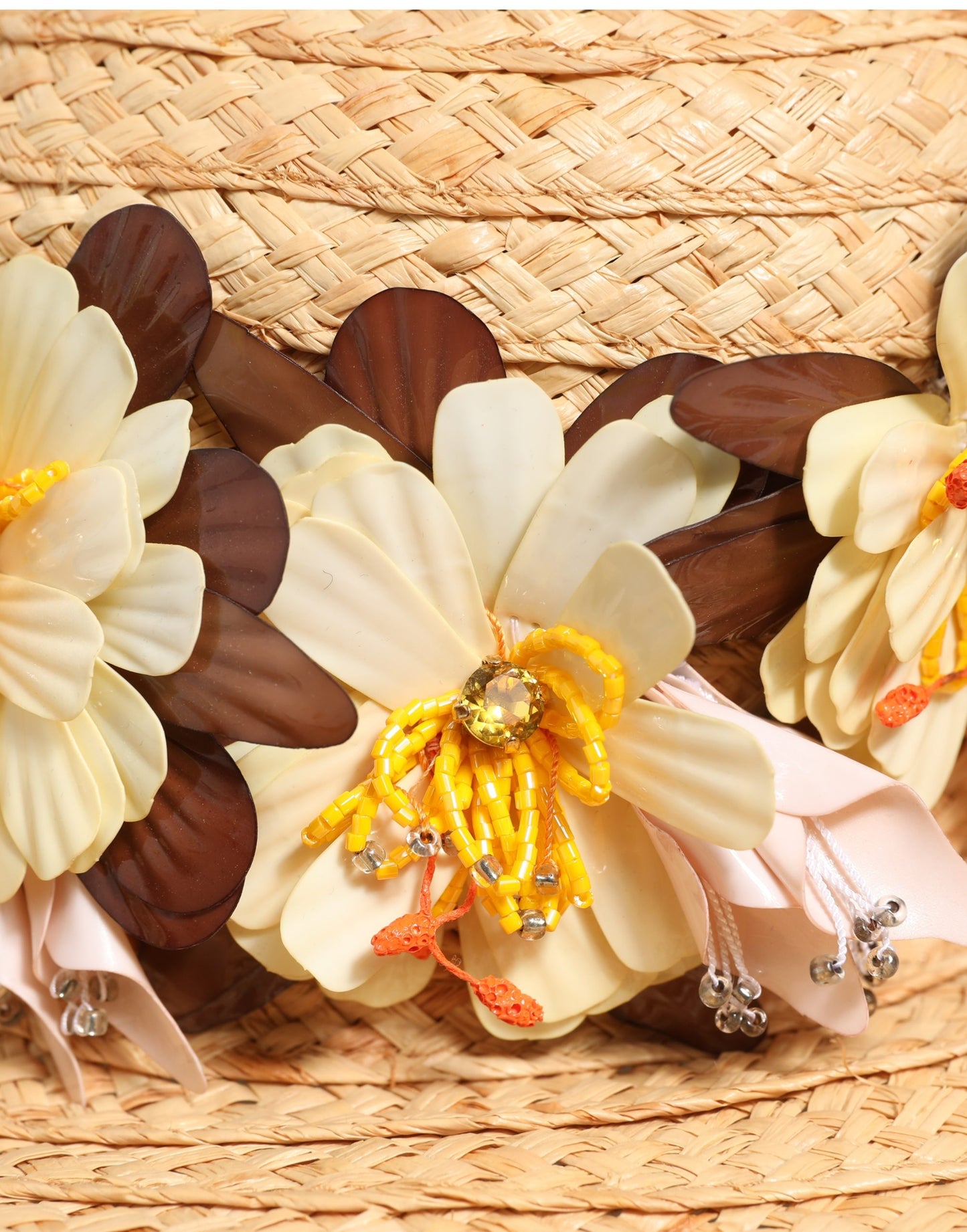 Dolce & Gabbana Women Beige Wide Brim Floral Bucket Capello Hat Curated Luxury Accessories by Orvyn