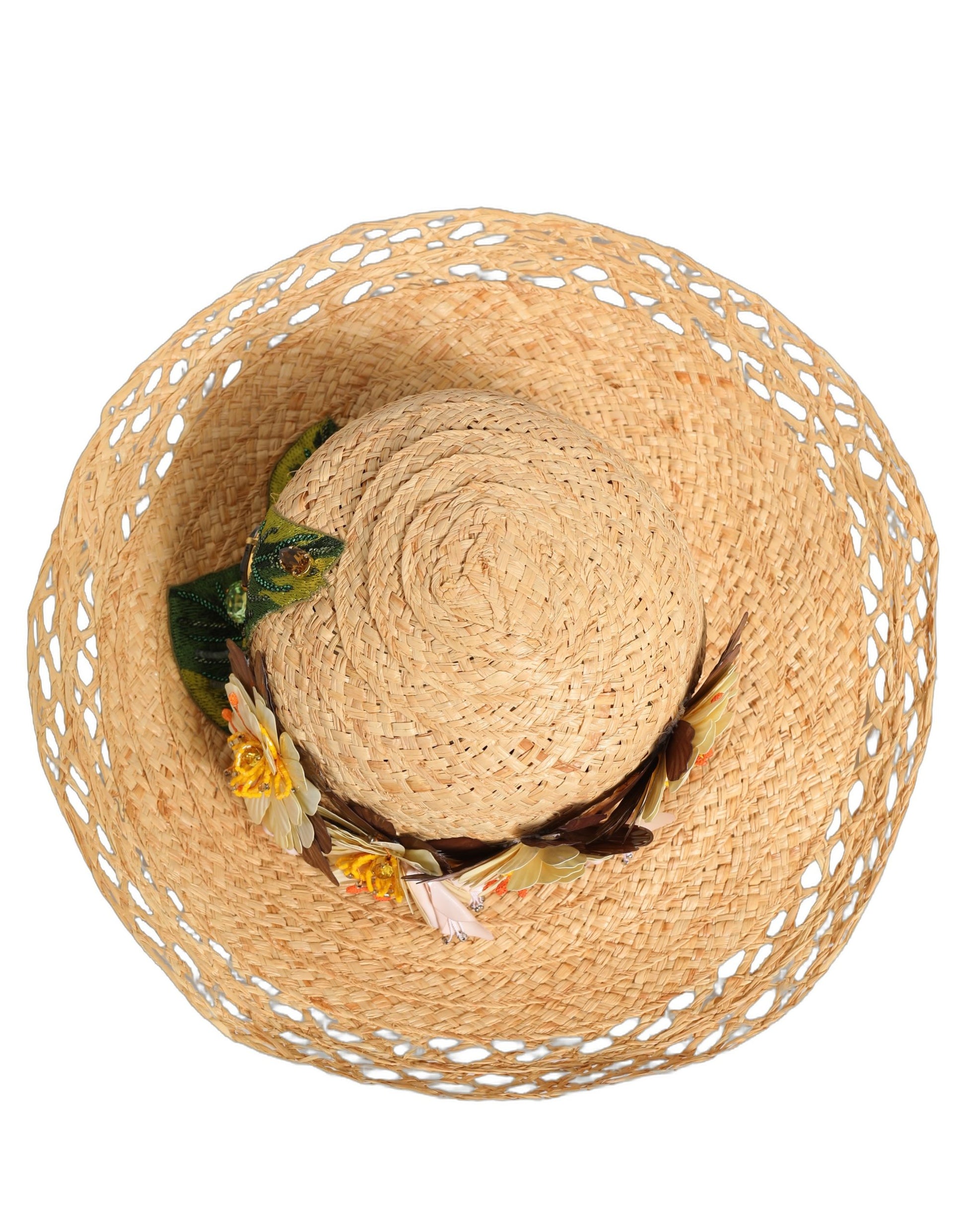 Dolce & Gabbana Women Beige Wide Brim Floral Bucket Capello Hat Curated Luxury Accessories by Orvyn