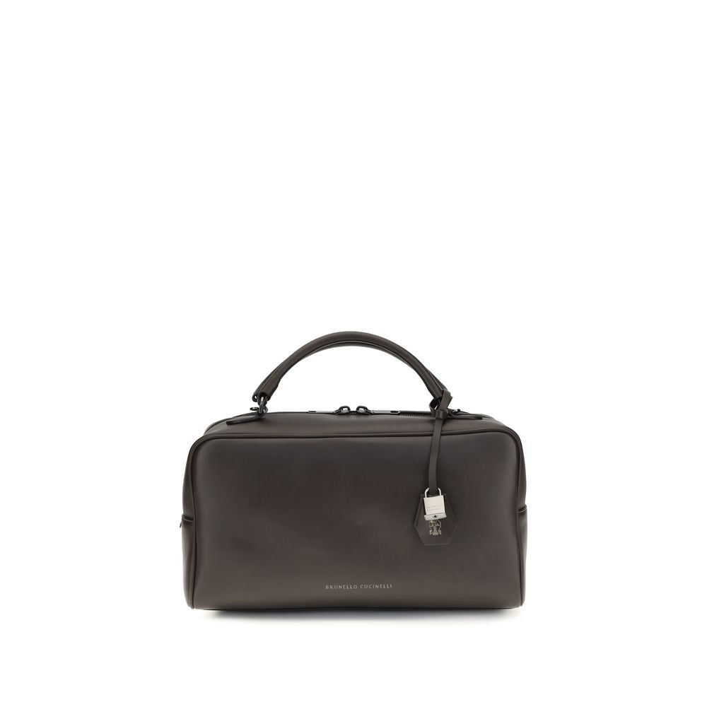 Brunello Cucinelli Brown Calf Leather Bos Taurus Handbag Curated Luxury Accessories by Orvyn