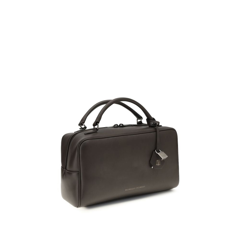 Brunello Cucinelli Brown Calf Leather Bos Taurus Handbag Curated Luxury Accessories by Orvyn