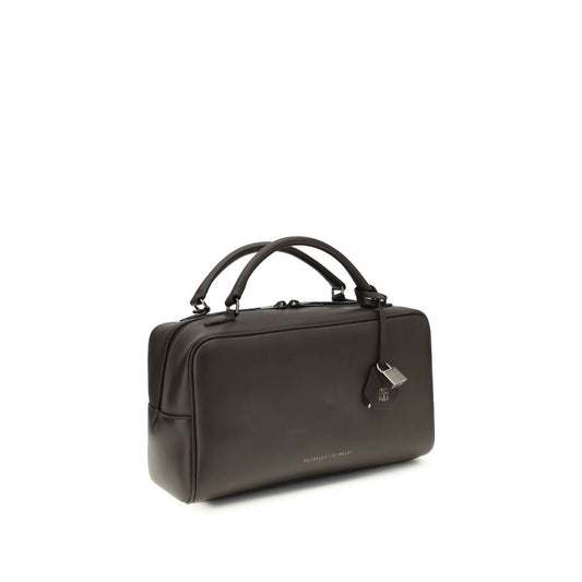 Brunello Cucinelli Brown Calf Leather Bos Taurus Handbag Curated Luxury Accessories by Orvyn