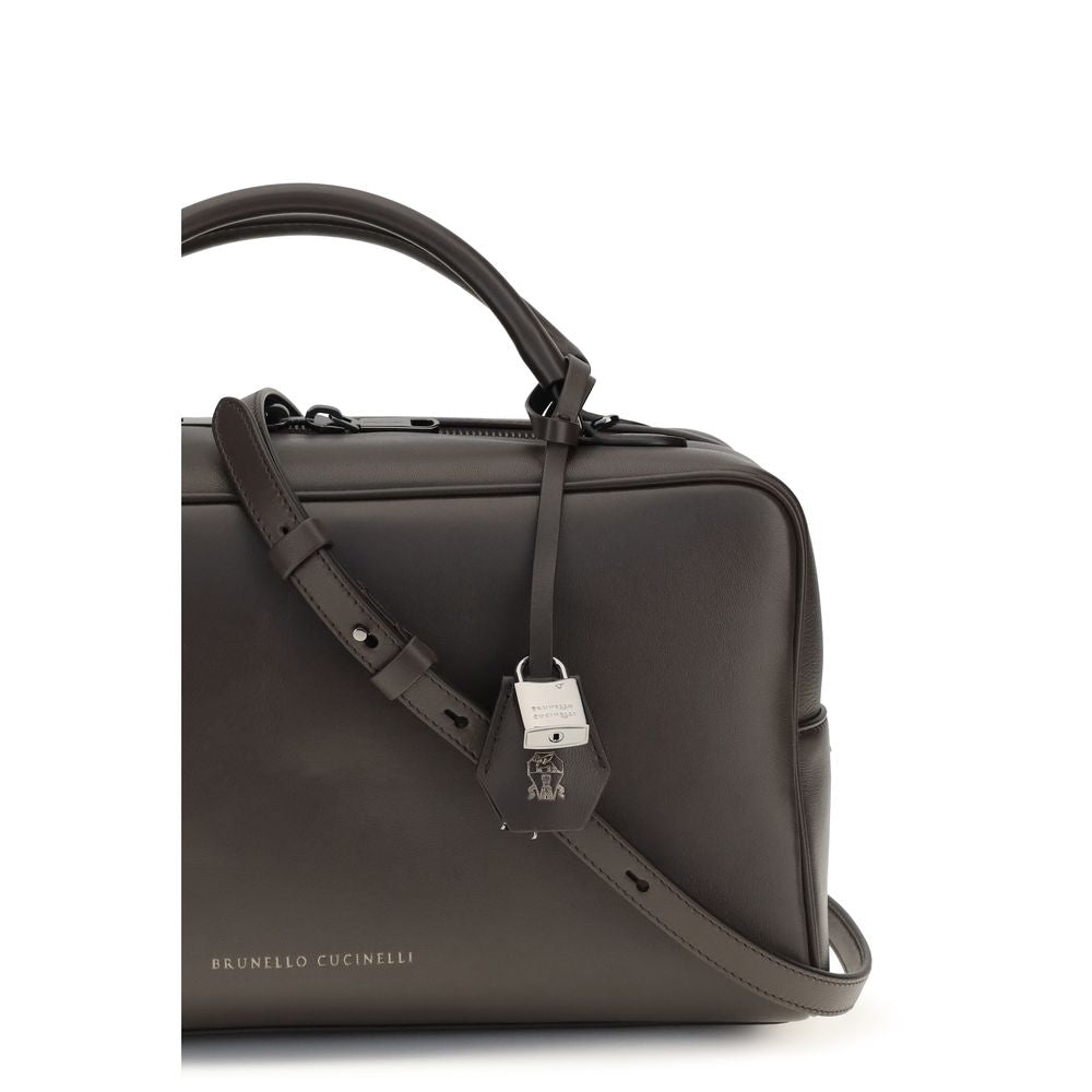 Brunello Cucinelli Brown Calf Leather Bos Taurus Handbag Curated Luxury Accessories by Orvyn