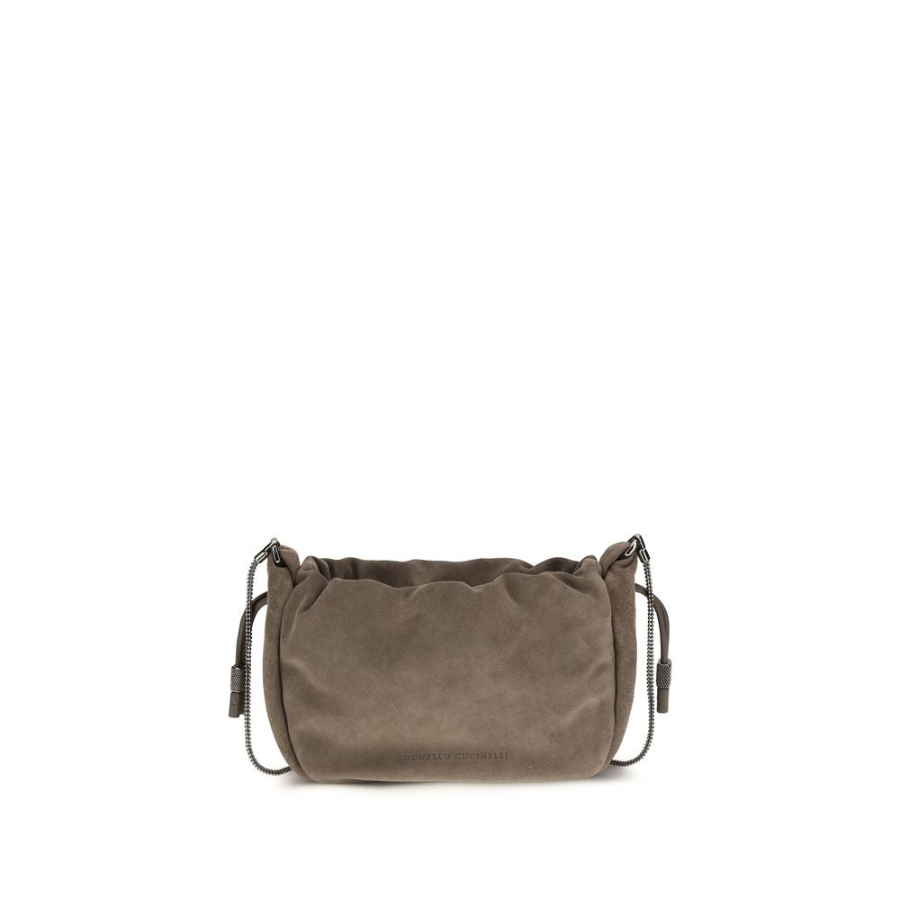 Brunello Cucinelli Brown Calf Leather Bos Taurus Shoulder Bag Curated Luxury Accessories by Orvyn