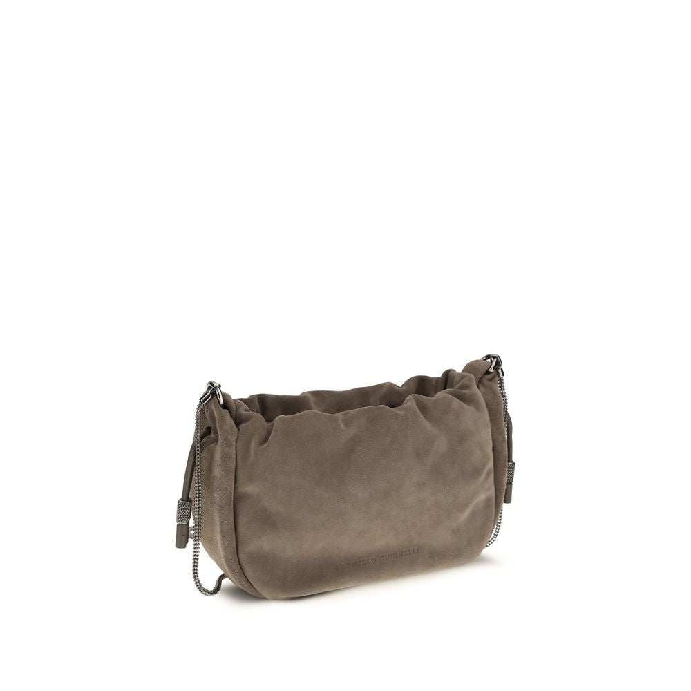 Brunello Cucinelli Brown Calf Leather Bos Taurus Shoulder Bag Curated Luxury Accessories by Orvyn