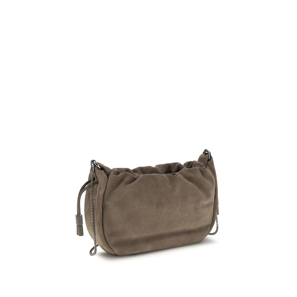 Brunello Cucinelli Brown Calf Leather Bos Taurus Shoulder Bag Curated Luxury Accessories by Orvyn