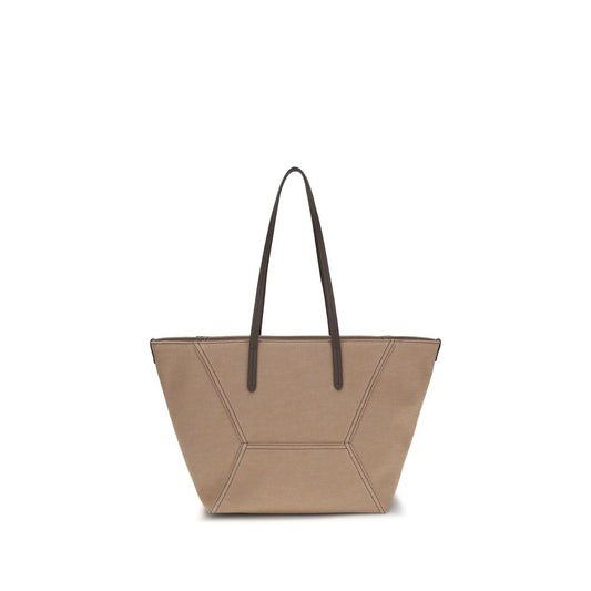 Brunello Cucinelli Beige Canvas Shoulder Bag Curated Luxury Accessories by Orvyn