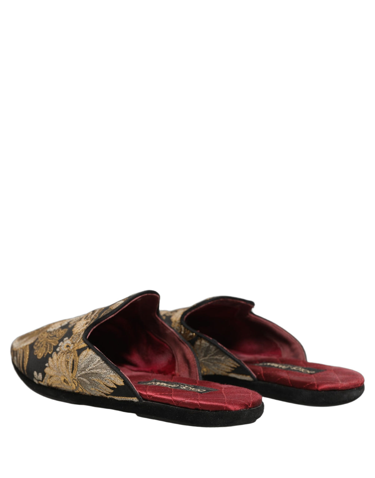 Dolce & Gabbana Black Floral Jacquard Flats Sandals Men Shoes schwarz