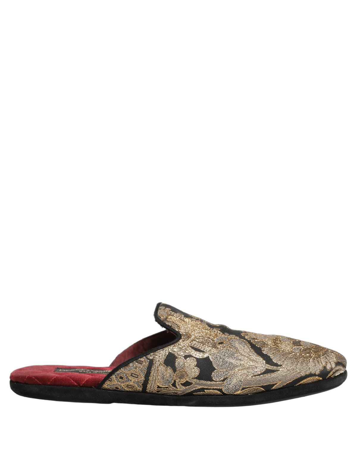 Dolce & Gabbana Black Floral Jacquard Flats Sandals Men Shoes schwarz