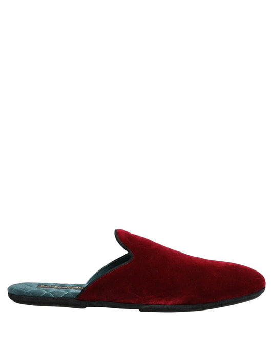 Dolce & Gabbana Red Suede Slides Flat Slipper Men Shoes rot