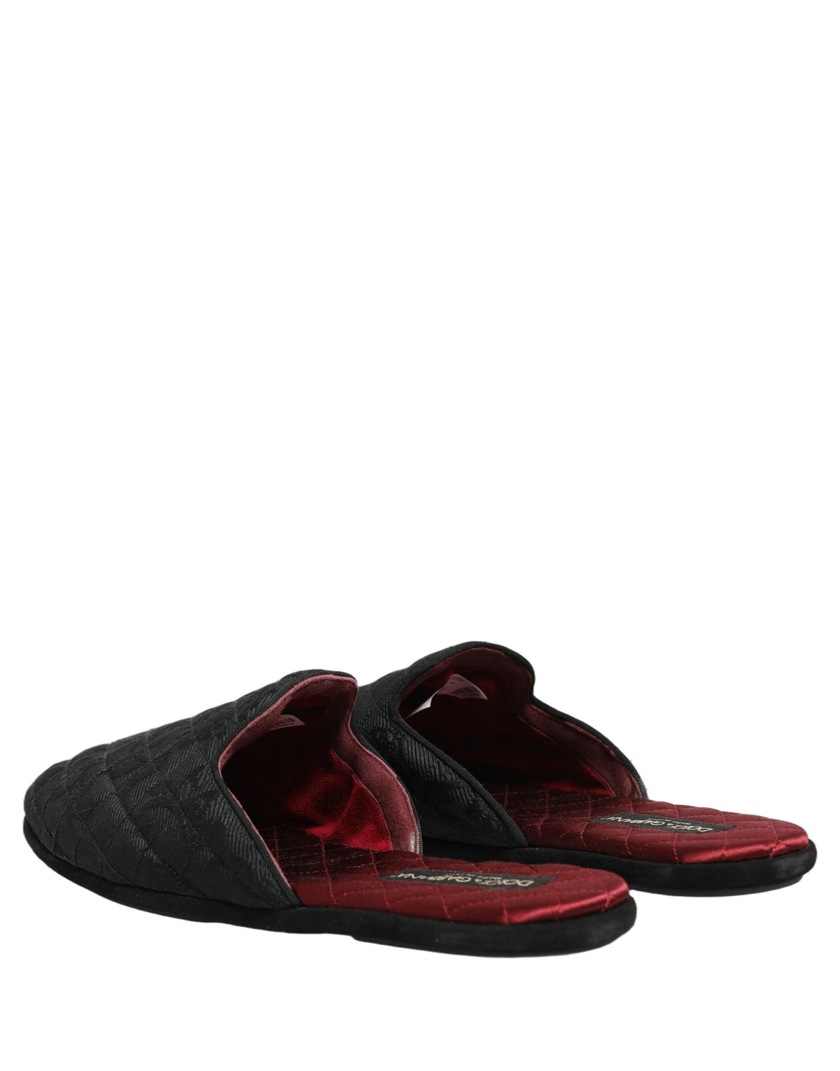 Dolce & Gabbana Black Floral Brocade Slides Slippers Shoes schwarz
