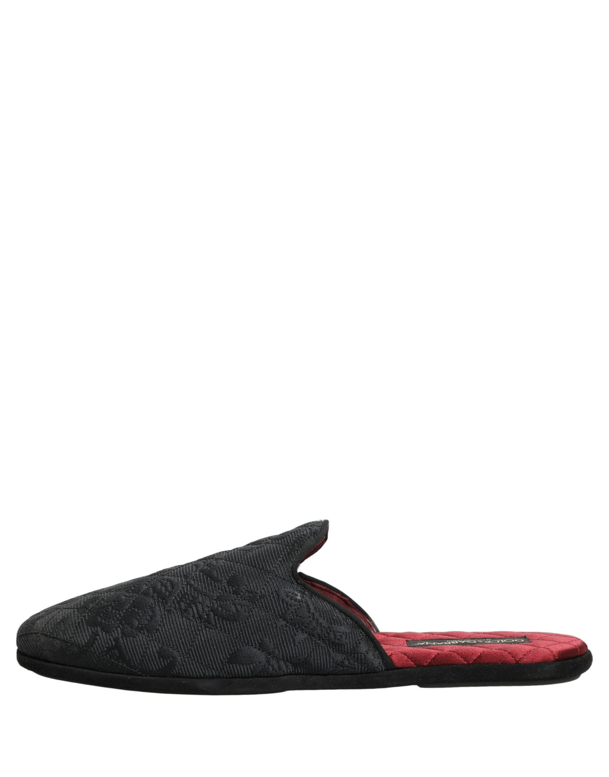 Dolce & Gabbana Black Floral Brocade Slides Slippers Shoes schwarz