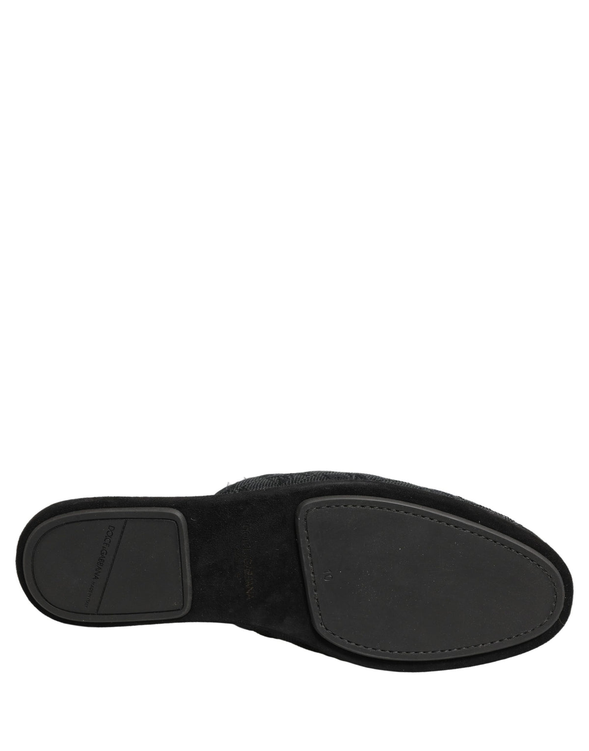 Dolce & Gabbana Black Floral Brocade Slides Slippers Shoes schwarz