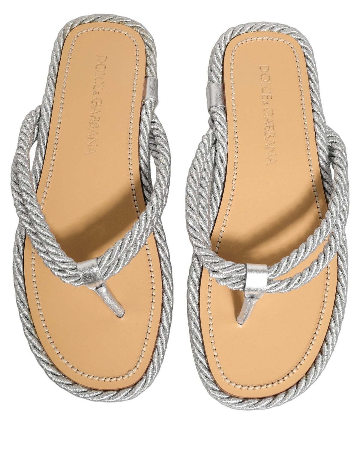Dolce & Gabbana Silver 'Slip-On' Sandals