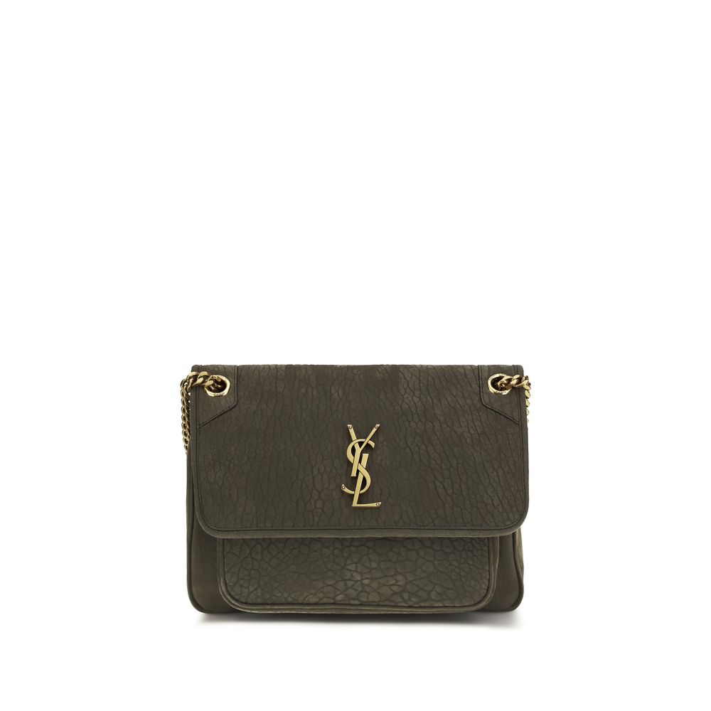 Saint Laurent Gray Large Niki Shoulder Bag In Lambskin Curated Luxury Accessories by Orvyn