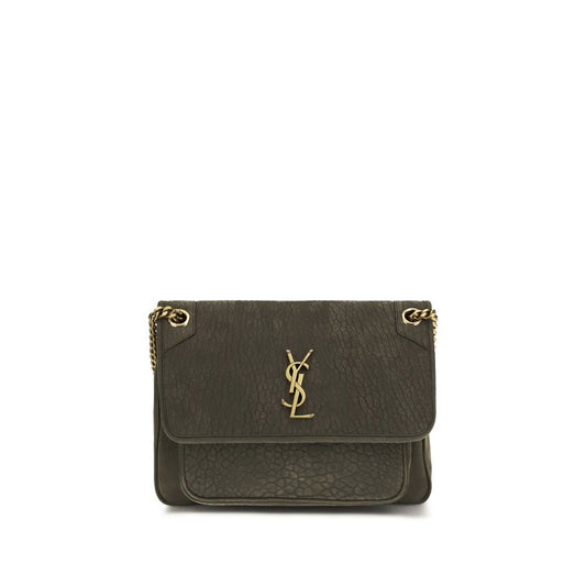 Saint Laurent Gray Large Niki Shoulder Bag In Lambskin Curated Luxury Accessories by Orvyn
