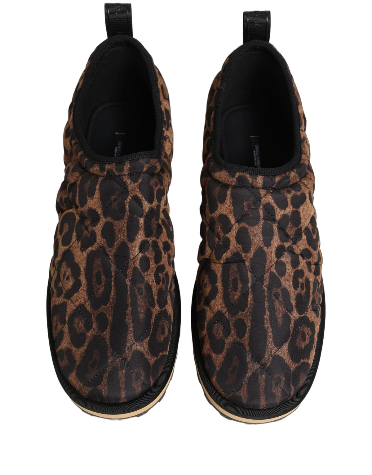 Dolce & Gabbana Brown Leopard Print Quilted Men Sneakers Shoes braun