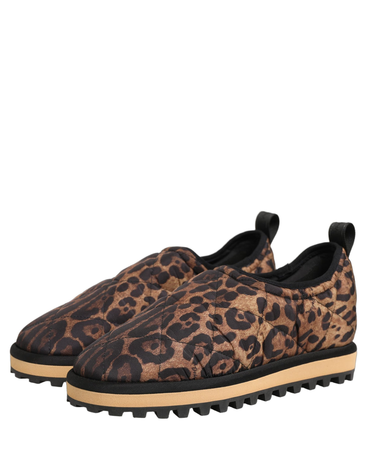 Dolce & Gabbana Brown Leopard Print Quilted Men Sneakers Shoes braun