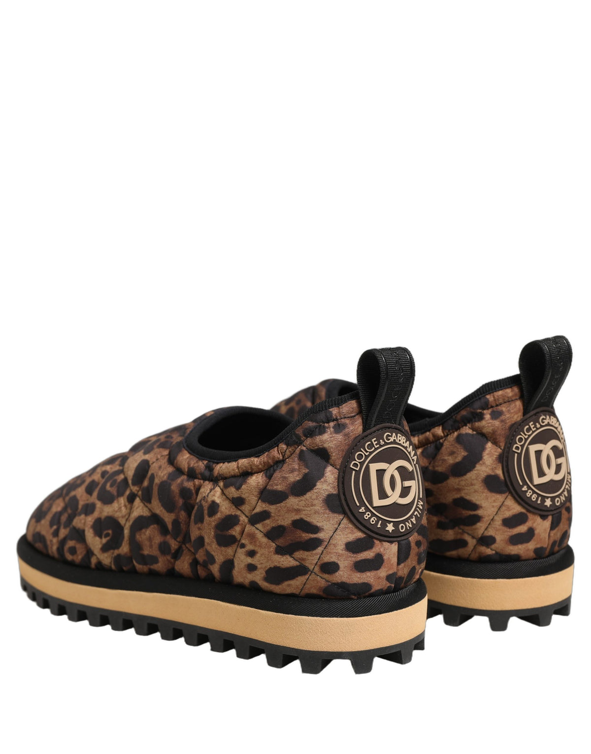 Dolce & Gabbana Brown Leopard Print Quilted Men Sneakers Shoes braun
