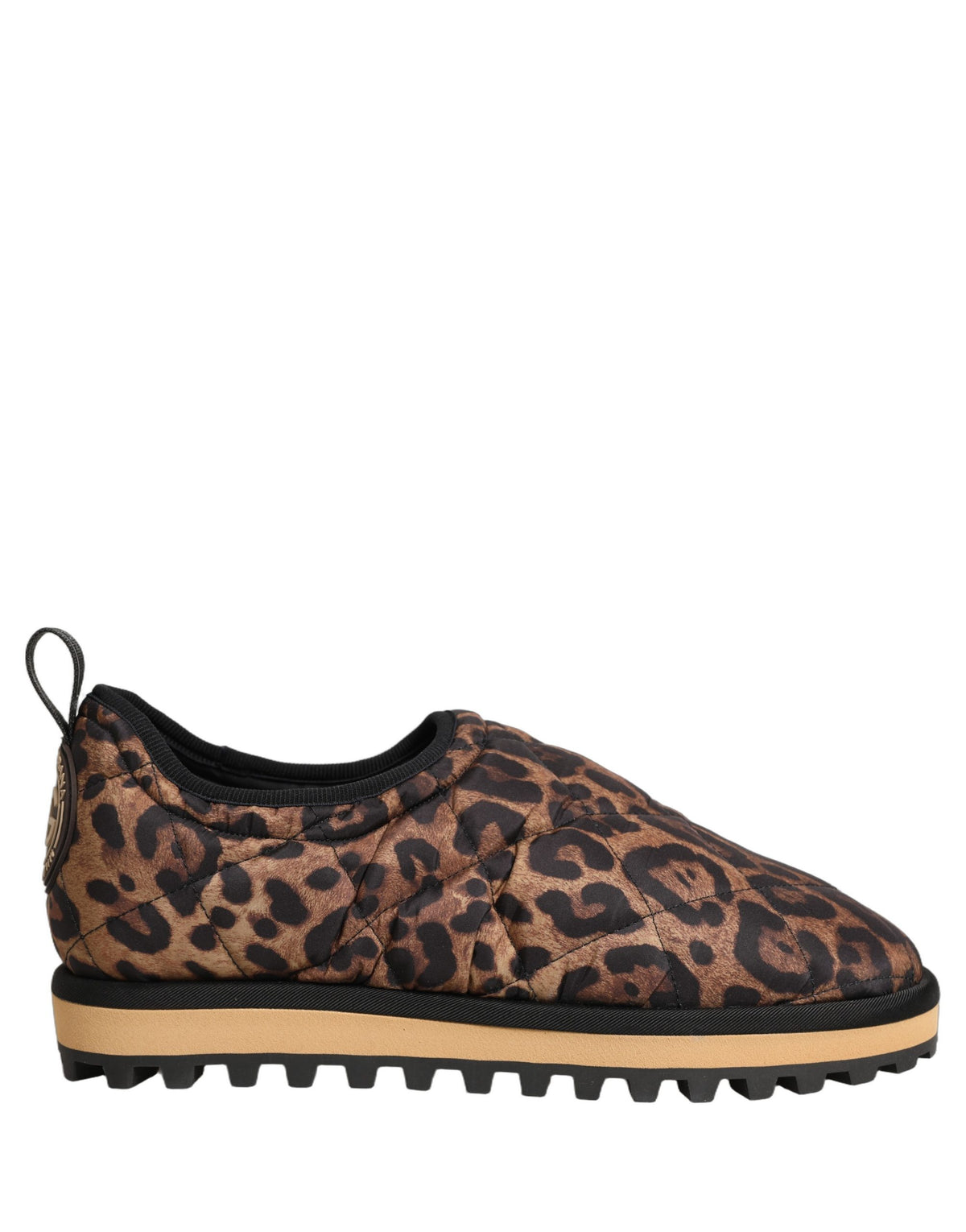 Dolce & Gabbana Brown Leopard Print Quilted Men Sneakers Shoes braun