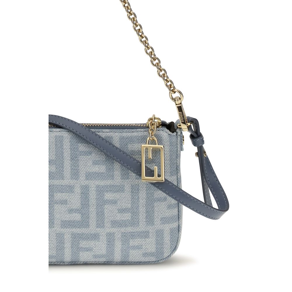 Fendi Blue Cotton Clutch Bag Curated Luxury Accessories by Orvyn
