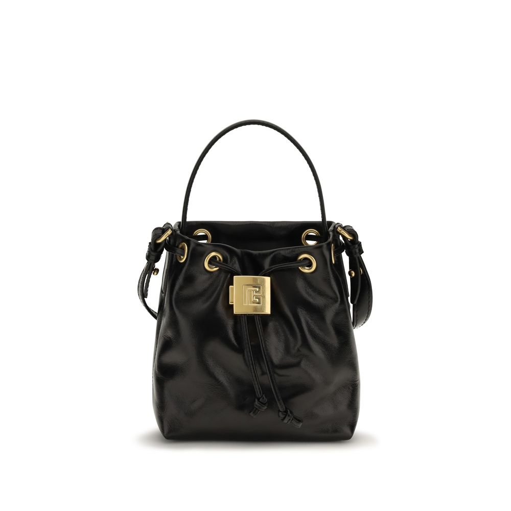 Balmain Black Calf Leather Bos Taurus Backet Bag Curated Luxury Accessories by Orvyn