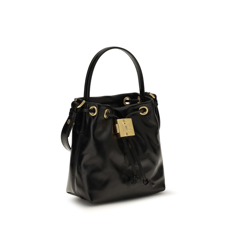 Balmain Black Calf Leather Bos Taurus Backet Bag Curated Luxury Accessories by Orvyn