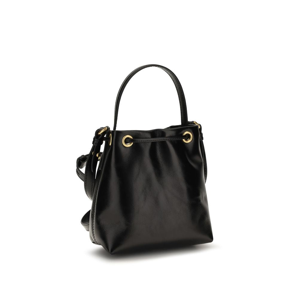 Balmain Black Calf Leather Bos Taurus Backet Bag Curated Luxury Accessories by Orvyn