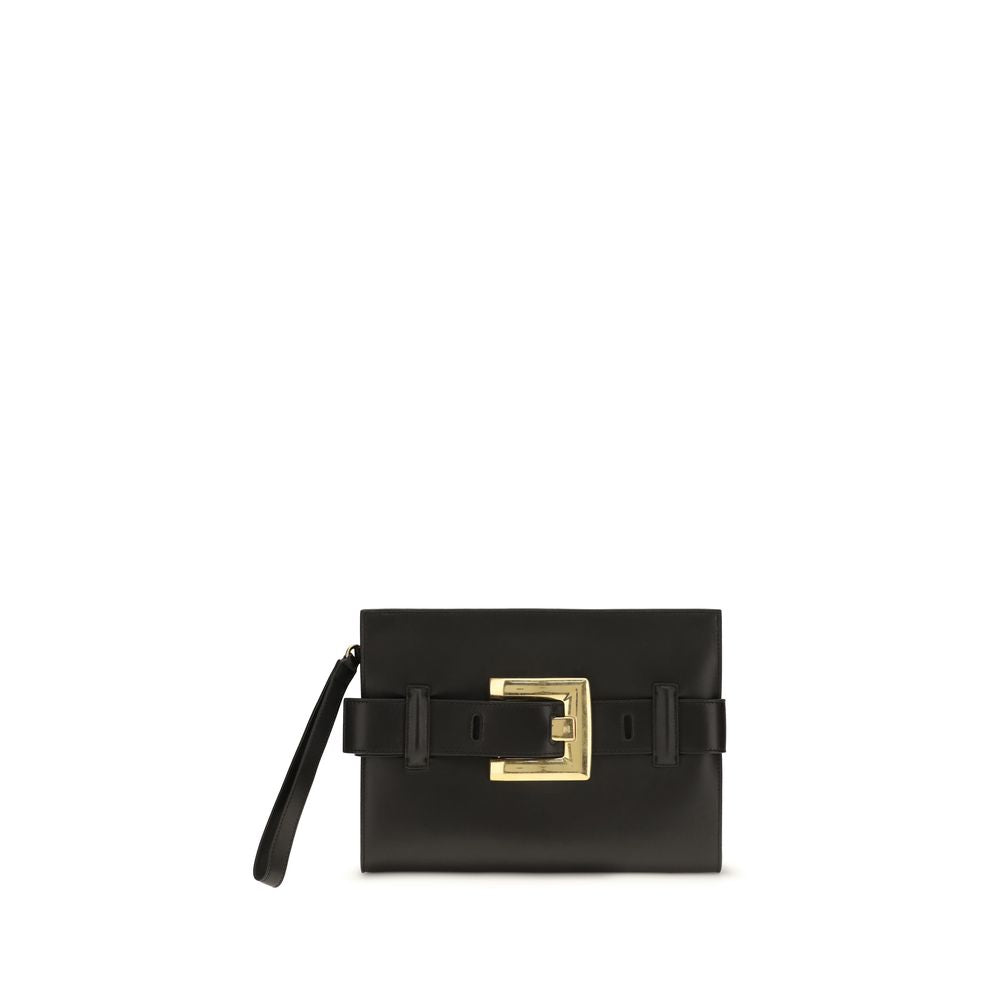 Balmain Black Anthem leather Clutch Bag
