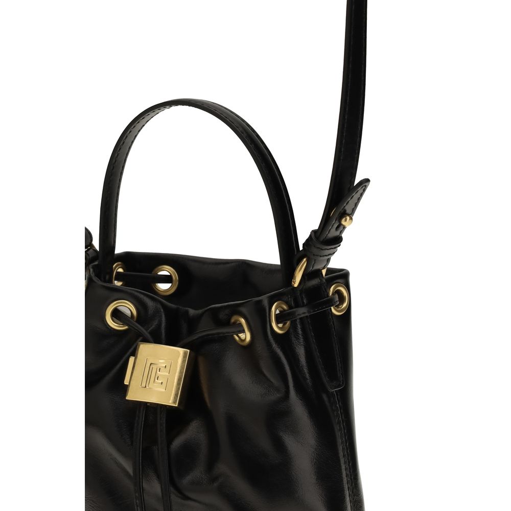 Balmain Black Calf Leather Bos Taurus Backet Bag Curated Luxury Accessories by Orvyn