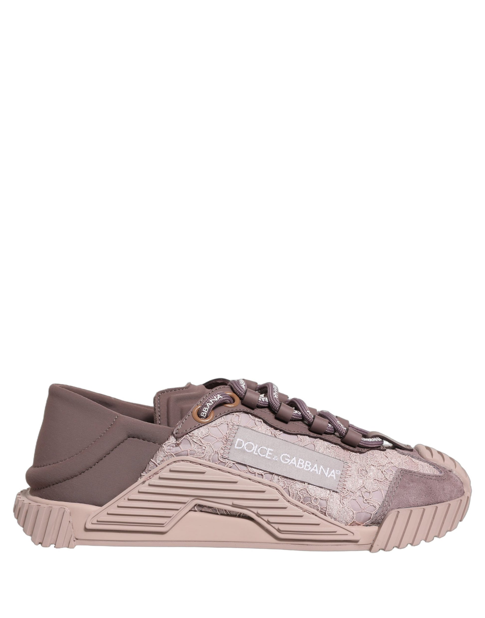Dolce & Gabbana Pink Lace NS1 Low Top Sneaker Sports Shoes rosa