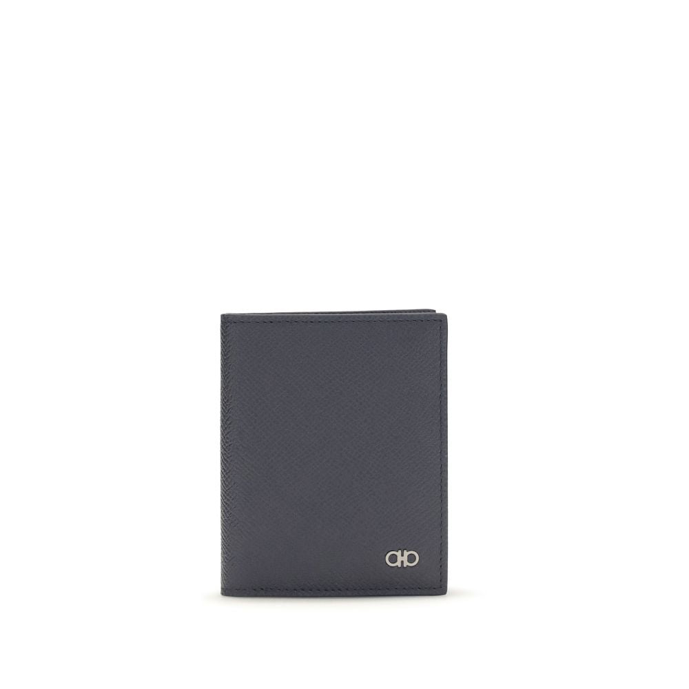 Ferragamo Blue Gancini Card Holder Small Wallet blau