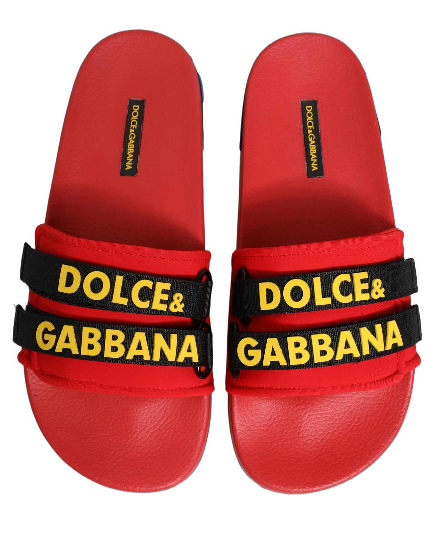 Dolce & Gabbana Red Neoprene Slides Flats Beachwear Shoes Curated Luxury Accessories by Orvyn