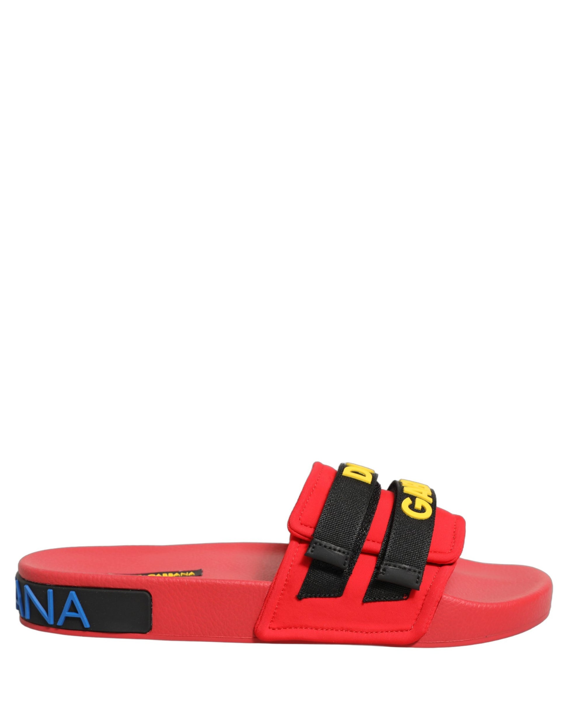 Dolce & Gabbana Red Neoprene Slides Flats Beachwear Shoes Curated Luxury Accessories by Orvyn